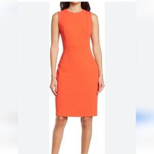 🧡🧡NWT Calvin Klein Elegant Orange Sleeveless Scuba Dress Size 6🧡🧡